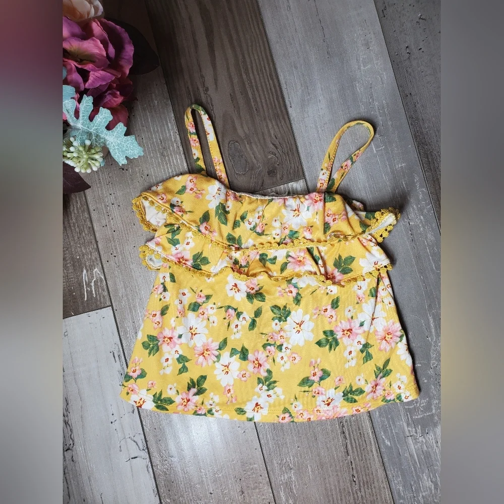 Btween Yellow Green & Pink Floral Toddler Girl Casual Summer Shorts Outfit Set - Picture 9 of 16